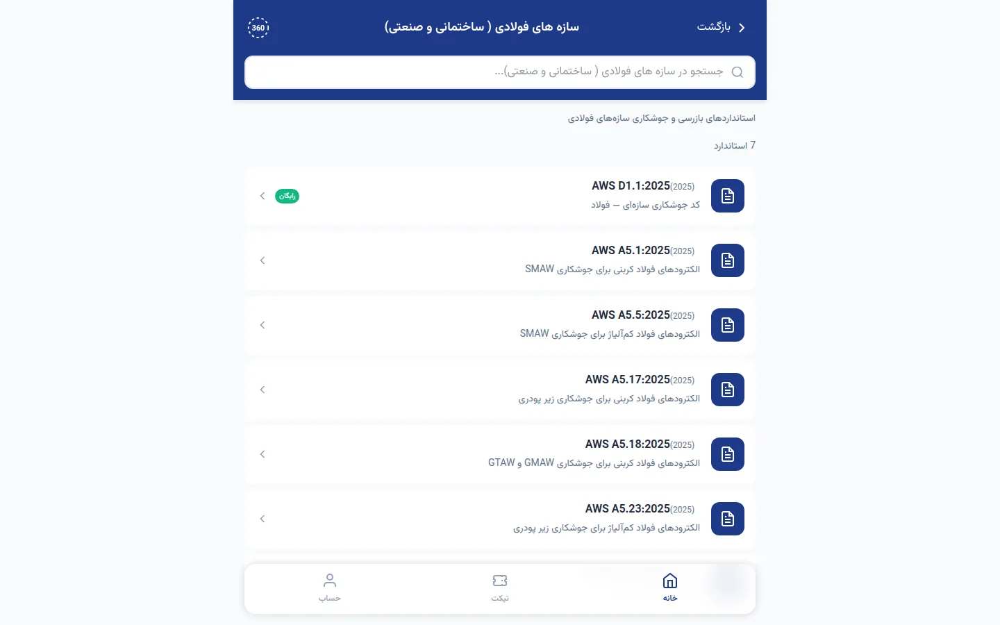 نمای دسته — استانداردهای جوشکاری سازه‌ای AWS